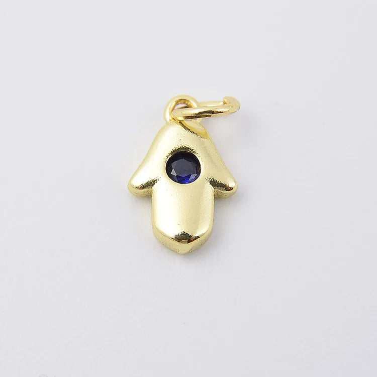 CZ8275 Small Minimal Mini Zircon CZ Micro Pave Hamsa Hand Charm Pendant for Jewelry Making