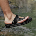 Men's Platform Outdoor Sandals Leather Soft Sole Breathable Non-slip Wear-resistant Thick Sole High-grade Casual Beach Shoes