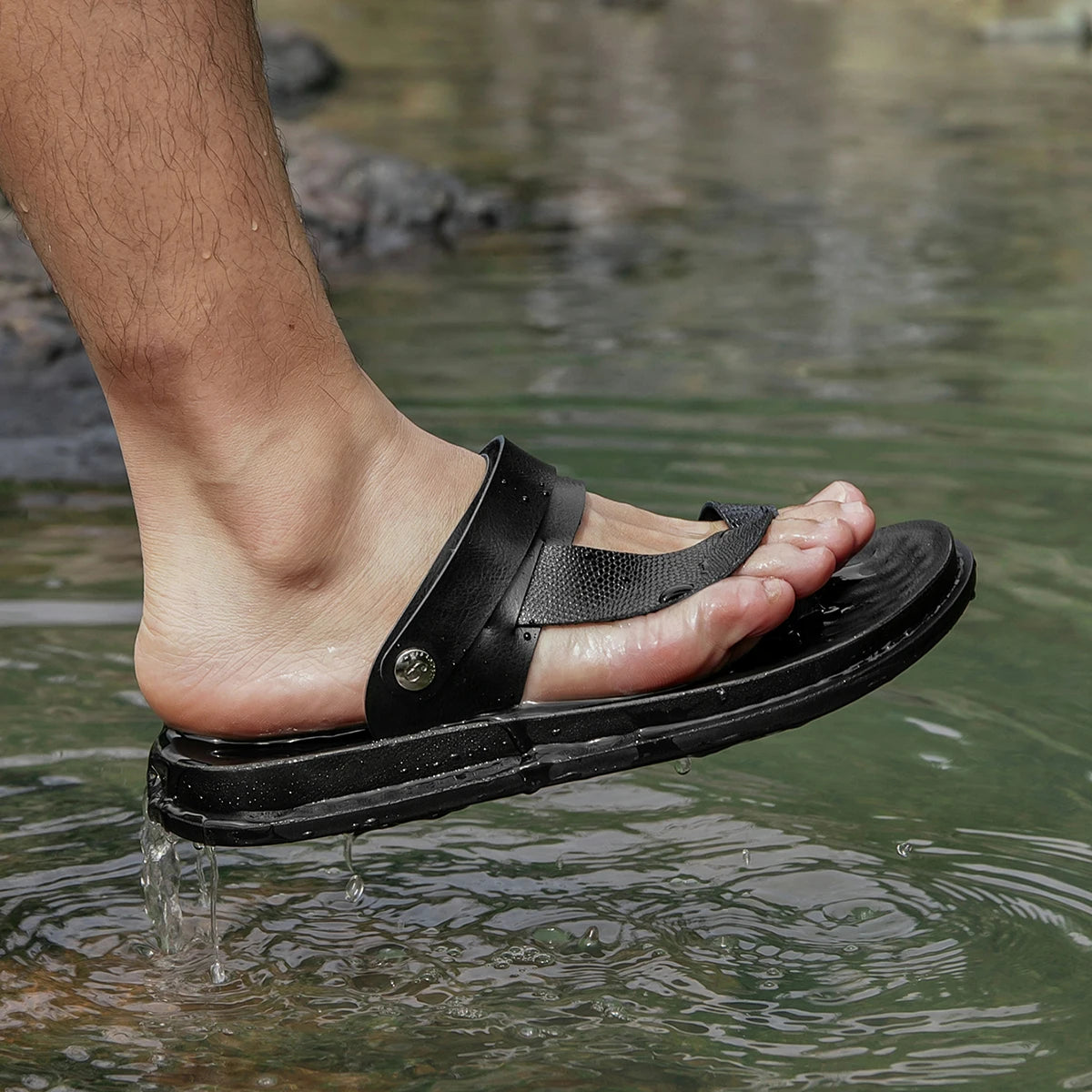Men's Platform Outdoor Sandals Leather Soft Sole Breathable Non-slip Wear-resistant Thick Sole High-grade Casual Beach Shoes