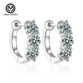 XKZ005 Luxury Three Diamond  925 Sterling Silver Wedding Engagement Fine Jewelry 0.9Ct Moissanite Hoop Earrings for Women