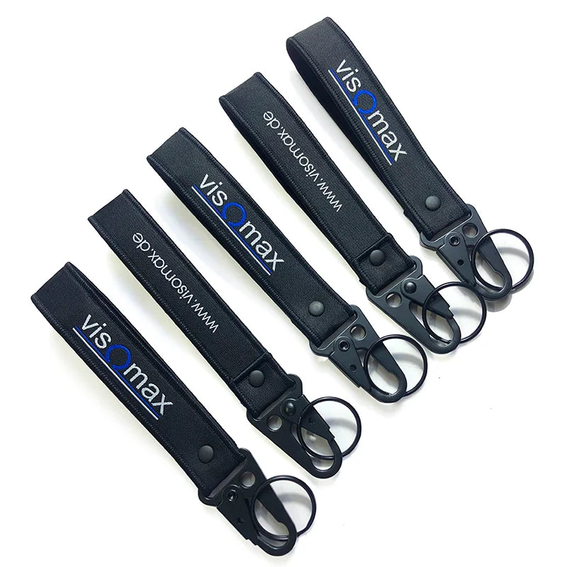 Manufacturers Personalised Keyrings Cheap Custom Jet Fabric Key Tag Embroidery Keychain Carabiner Keychain