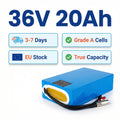 Germany 36V 20Ah Waterproof PVC Lithium Battery for E-Bikes Scooters 2600mAh 10s8p China Cells with 20A BMS 3A Big Warhead Plug