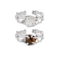 Natural Agate 925 Sterling Silver Jewelry Gemstone Adjustable Irregular Rings for Women