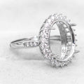 Sterling Silver 11*14mm Semi Mount Ring Empty Frame Blank Support Claws Setting S925 Base Holder Without Center Stone for Inlay