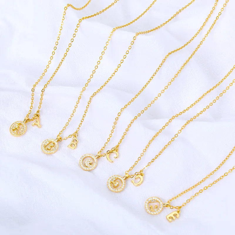 2020 Hot Double Pendant Alphabet Necklace Diamond  Initial Letter Pendant Necklace