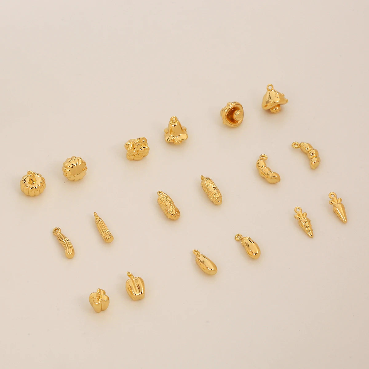 18K Gold Plated Brass Pastoral Style Pendant Peanut Eggplant Pumpkin Charms Vegetable Pendant for Jewelry Making