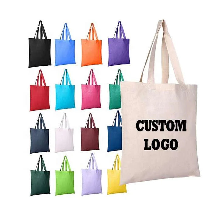 Customizable Size Solid Color Canvas Tote Bag Fashionable Medium Shoulder Folding Bag Screen Logo Printed Sublimation Reusable