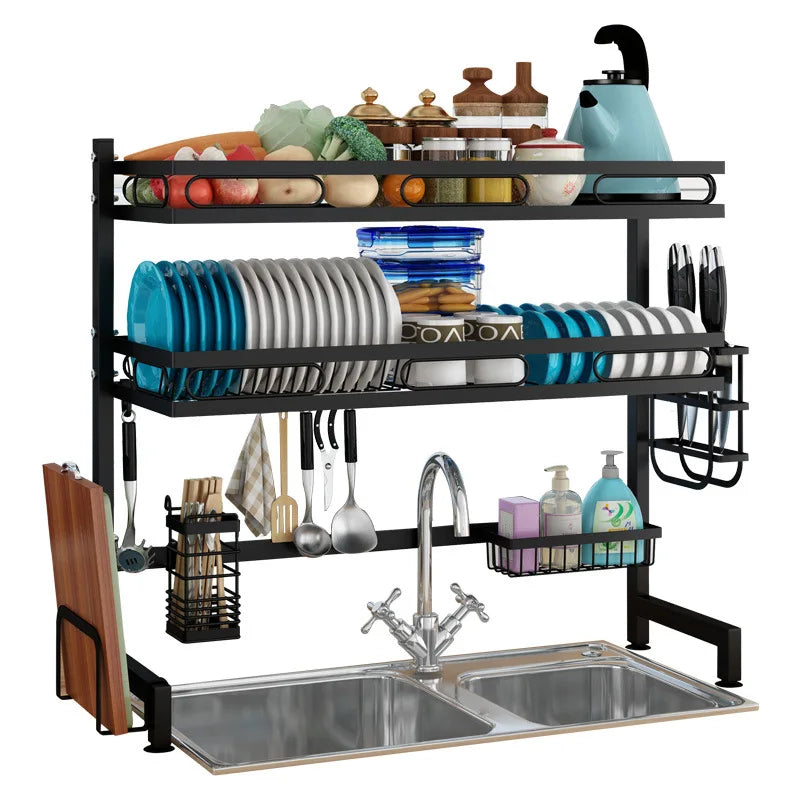 Modern 3-Tier Metal Dish Drying Rack 65 85 Over Sink Tableware Storage Holder with Lacquer  for Food Seasoning Storage