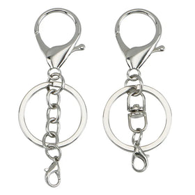 PD243-250 Vintage Lobster Claw Clasps Keychain for Jewelry Making Flat Split Metal Ring with Swivel Trigger Clip Metal Keyring