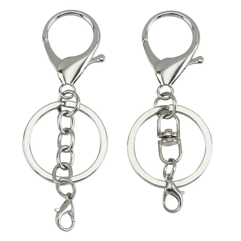 PD243-250 Vintage Lobster Claw Clasps Keychain for Jewelry Making Flat Split Metal Ring with Swivel Trigger Clip Metal Keyring
