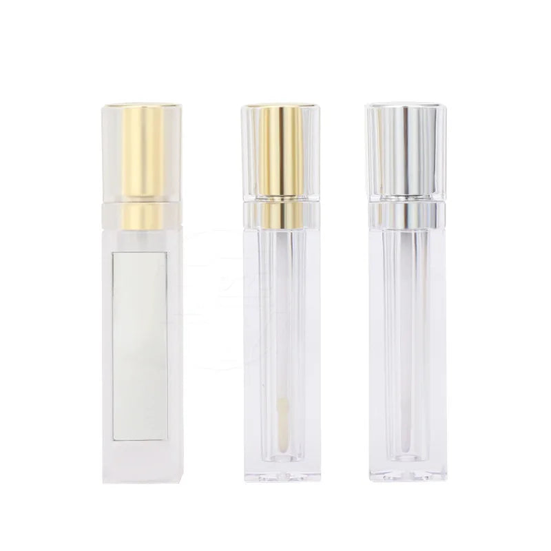 Custom logo clear Thicken square Black Lip Gloss Tube Lip Glaze Tube Lipstick Tube Cosmetics Make-up Package with Magnetic Cap