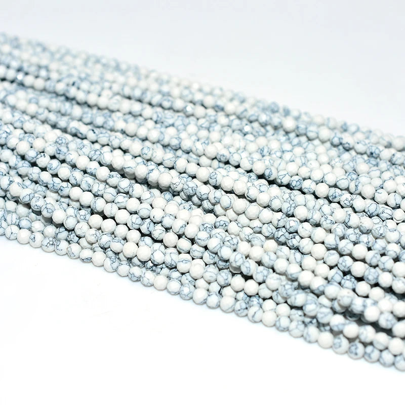 Factory Wholesale 100% Natural 3mm Faceted Howlite Loose Gemstone Beads for Jewelry & Making Stranded