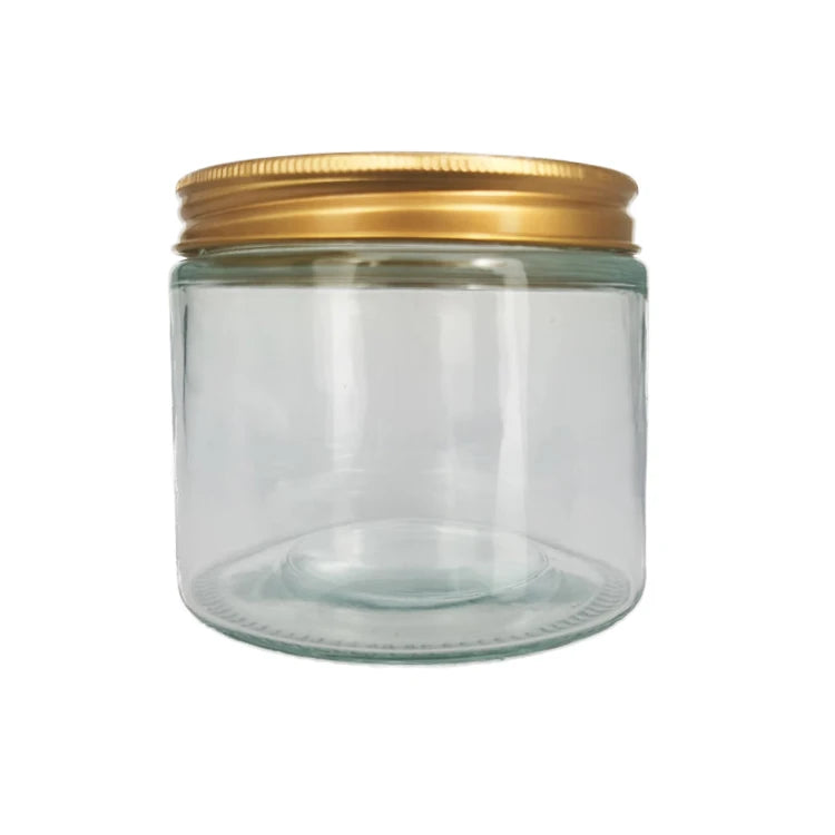 Straight Side Hot Sell Jars Sugar Scrub in Bulk Glass Jars for Cake With Golden Silver Lid 400ml MegaBDM