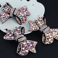 HX-314 Popular Designs Elegant Shinny Girls Hairpin Crystal Rhinestone Bow Leather Hair Clips