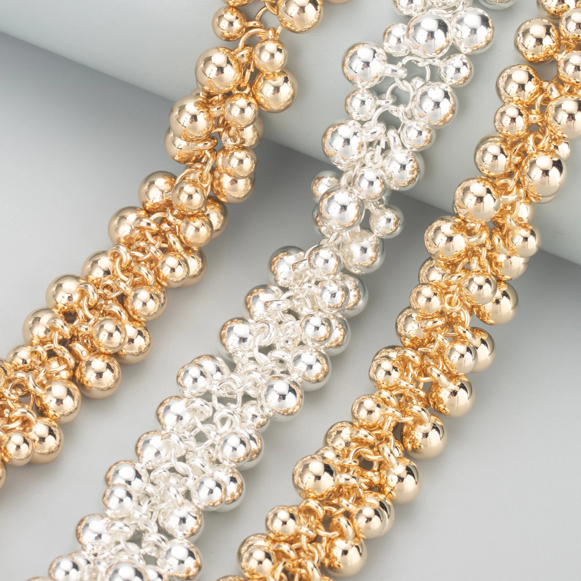 C173 50cm/Lot Double Bead Pendant Thick Handmade Copper Chain for DIY Necklace Bracelet High Quality Jewelry Making Accessories
