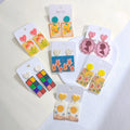 Ins Style S925 Silver Needle Cartoon Drop Earrings Colorful Graffiti Art Acrylic Earrings for Women and Girls