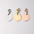 Trendy Stainless Steel  Pendants Custom logo Laser Engraving Metal Lobster Clasp Charm  Blank Round Disc DIY Jewelry