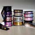 Hot Sale Eco-Friendly 100% Polyester Satin Celebrate It Ribbon for Gift Wrapping Single Face Foil Print Decoration