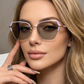 2026Butterfly Leopard Irregular Eyeglasses Cat Eye Glasses Metal Optical Frames Changing Frameless UV400 Outdoor Sun-Protective