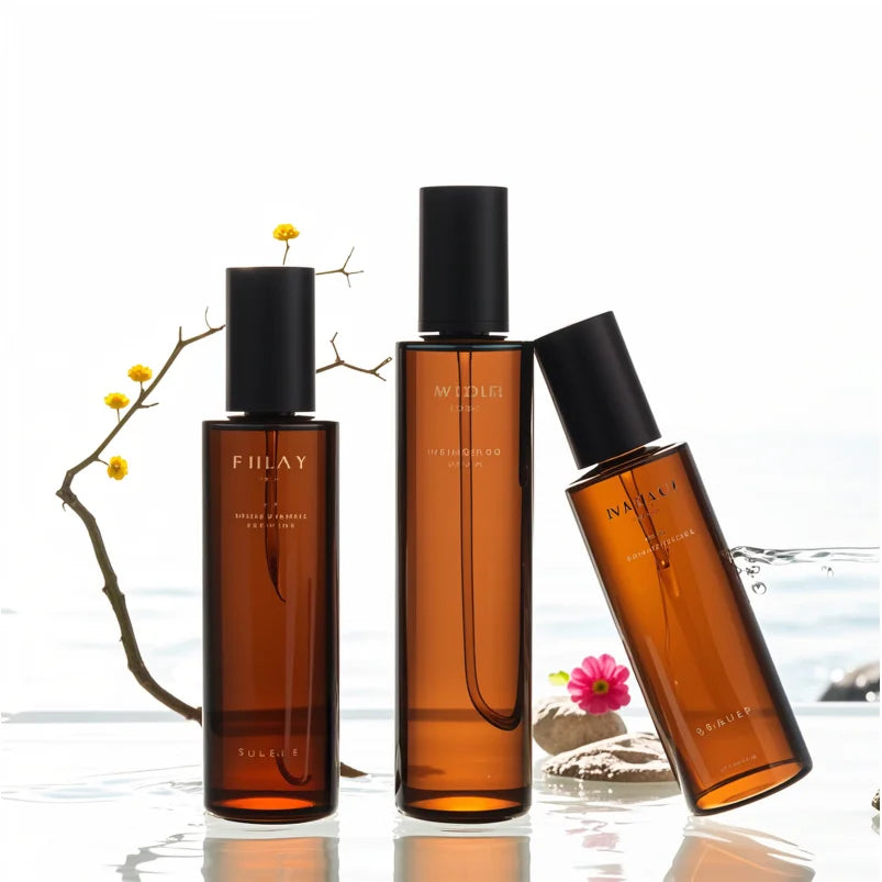 30ml 50ml 60ml Matte Cosmetic Packaging Set Custom Printed Empty Face Cream Jar Skincare Glass Lotion Bottle Pump