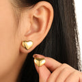 Ladies Hypoallergenic Anti Fading Curved Heart Stud Earrings Stainless Steel Jewelry for Women