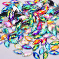 Wholesale Mix Color AB Crystal Horse Eye Shaped Gems Diamond Sew on Acrylic Stones Flatback Rhinestones for Garment