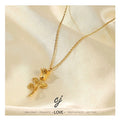 Carline Luxury Fashion Fine Rose Flower Wholesale Stainless Steel Minimalist PVD Gold Plated Pendant  Design Necklace for Women