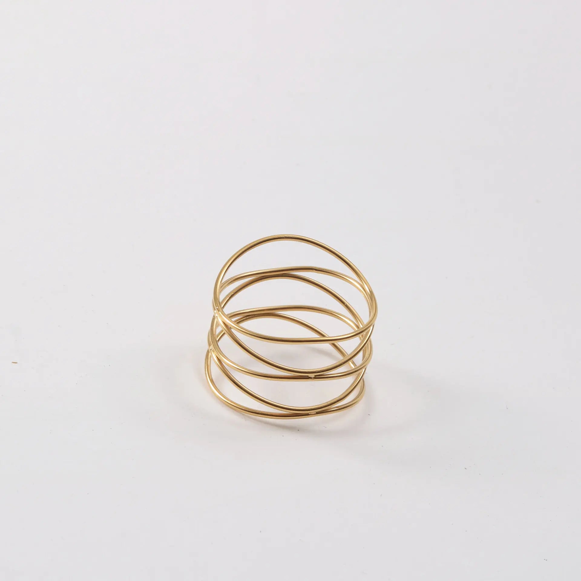 Fenny  18K Gold Plated Wholesale Tarnish Free Charm Dainty Multilayer Spring Stainless Steel Finger Ring for Women
