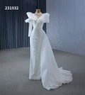 Luxury Asymmetric Pearls Mermaid One Shoulder Wedding Dresses