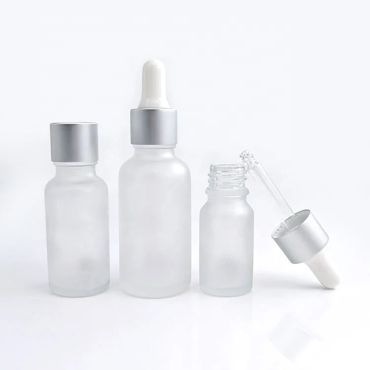 Frosted Glass Oil Bottle 30ml Frosted Essential Oil Glass Bottle With Silver Dropper and Cap