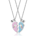 2 Pcs/Set Cute Best Friend BFF Couple Necklace Unicorn Heart Pendant Necklaces for Women Girls Horse Jewelry Gifts for Kids