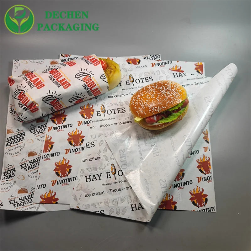 Custom Coated PE Greaseproof Baking Paper Sheets for Burger Food Packaging Single Side Coverage