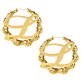 Go Party 30MM-100MM Personalized Bamboo Hoop Earrings Custom Initial Letters Name Gold Plate Stainless Steel Earrings for Women
