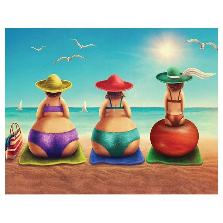 Ever Moment Diamond Painting Woman Seaside Sunshine Seagull Artwork Full Square Drill S2F2420