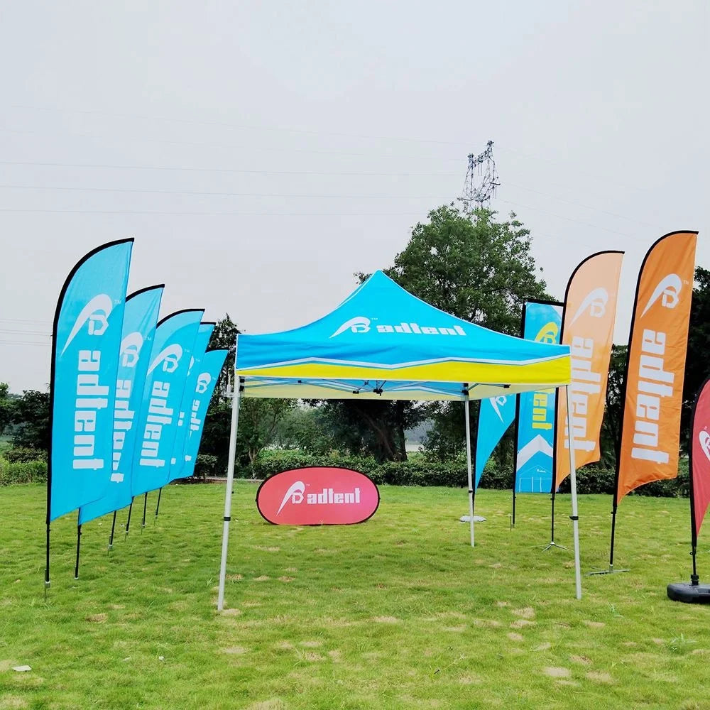 Outdoor Feather Flag Banner Polyester Material Customizable Colors Logos Heat Transfer Printing for Event Advertising