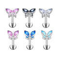 G23 Titanium 16G Ear Stud Piercing Butterfly Earrings Labret Lip Studs Internal Tragus Cartilage Helix Daith Pierc Jewelry