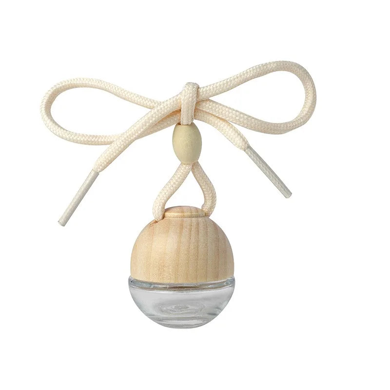 Mini Transparent Glass Car Fragrance Bottle Car 6ml Air Freshener Spherical Perfume Bottle With Wooden Cap