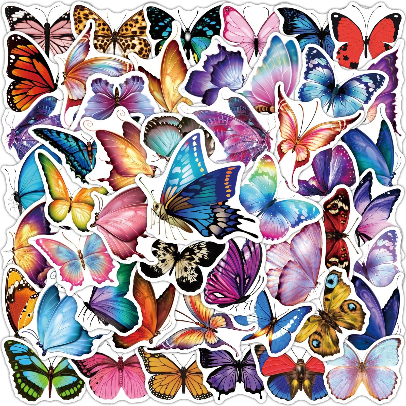 50Pcs Colorful Butterfly Insect Animal Decor Washi Sticker Girl Notebook Luggage Laptop Waterproof Diy Graffiti Stickers