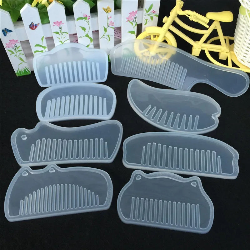 Comb Mold for Epoxy Resin 3D Transparent Jewelry Resin Casting Molds for DIY Handmade Hair Comb Craft Making