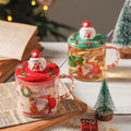 High Temperature Resistant Christmas Glass Cup with Three-dimensional Lid Cartoon Gift Cup