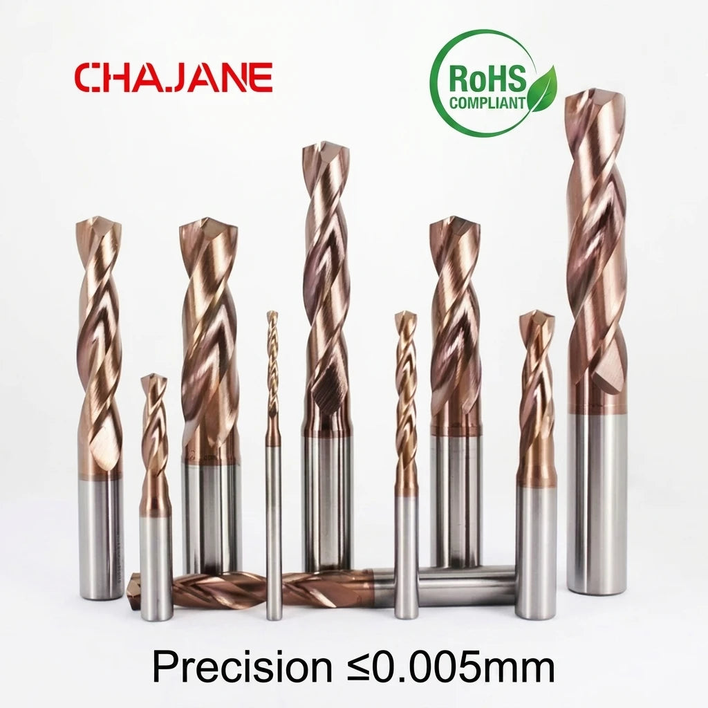 CHENGZHEN HRC60 2-Flute Carbide Twist Drill - High-Precision â‰¤0.005mm CNC Drilling Tool RoHS Certified