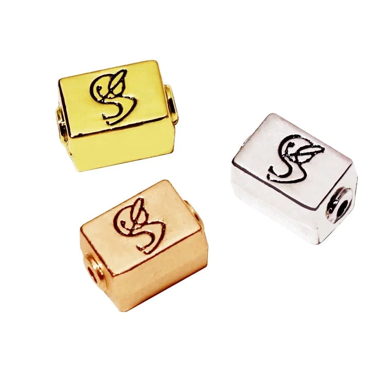 Handmade Zinc Alloy Metal Bead Making Custom square Shape Beads Metal Enamel Loose Pendant for Men Bracelet