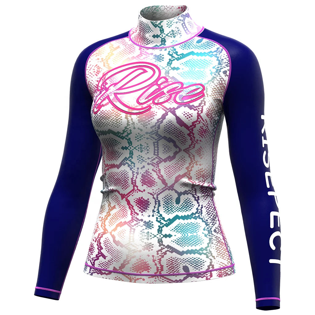 Womens Long Sleeve Swimsuit Surf School Blank Shirt Fabric Professional Water Sports Uv Surfing Rash Guard