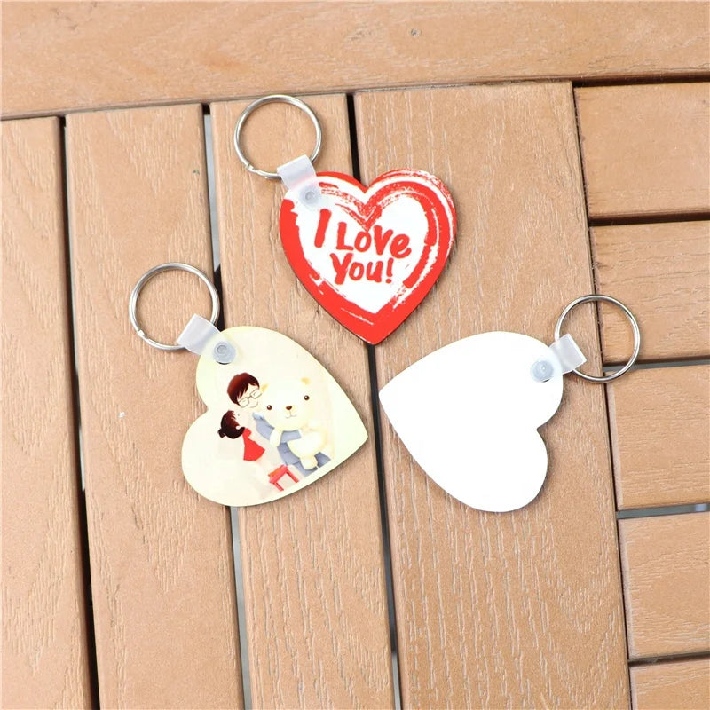 Wholesale Eco-Friendly Heart Shape Double Sided Printable Wooden Custom Keyring Sublimation MDF Blanks Keychains