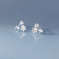 Fresh Elegant 925 Sterling Silver Zircon Enamel Daisy Flower Stud Earrings Women Wholesale