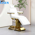 Kisen Luxury White Gold Esthetician Massage Table Beauty Salon Furniture Lash Bed Cosmetic Electric Spa Facial Massage Bed