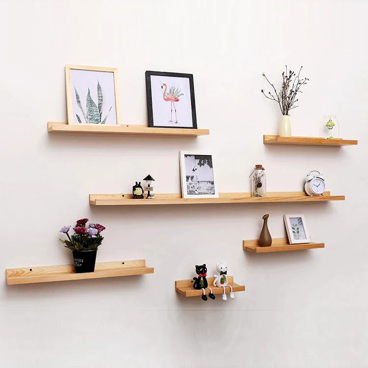 Home Living Room Floating Wood Wall Mount Shelf Hanging Rack Modern Extendable Hanging Rack Wall Mounted