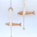 Solid Beech Wood Carved Fish Doorbell Realistic Engraving Design Wholesale for Entryway Wall Hanging Decorative Solid Wood Gift