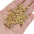 6mm 200pcs/bag Crystal Rhinestone Alloy Spacer Beads Round Rondelle Accessories for DIY Crafts Jewelry Making