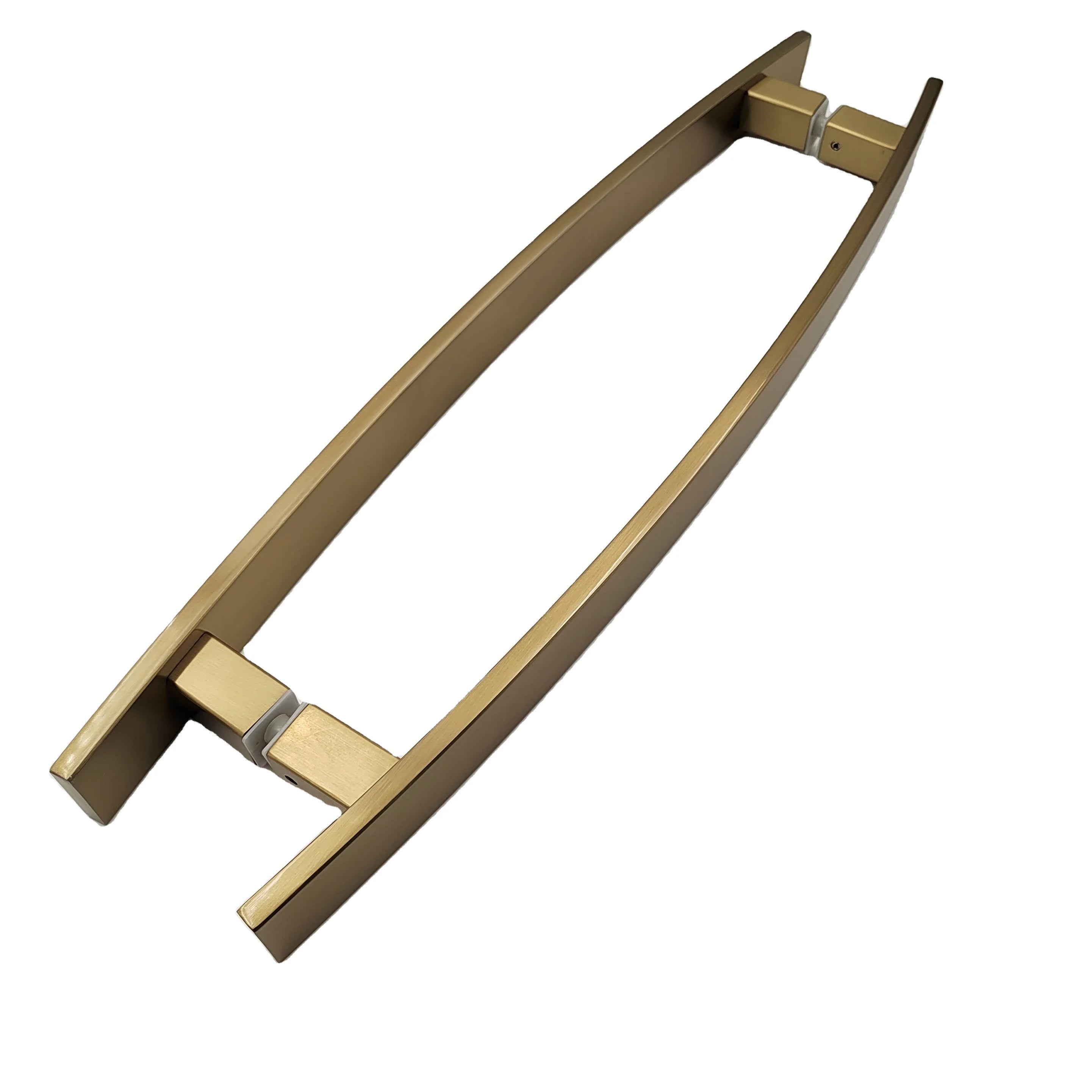 High-quality Brushed Gold Glass Door Handle Stainless Steel Back to Back Trapezoidal Office Entrance Glass Door Handle